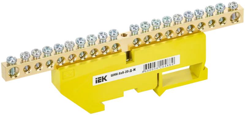 Шина PE "земля" на DIN-изол ШНИ-6х9-20-Д-Ж IEK (YNN10-69-20D-K05 ...