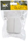 Выключатель 2-клавишный для открытой установки ВС20-2-0-ХБ 10А GLORY белый IEK1