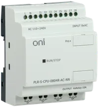 ONI programmable logic relay. Non-expandable version. No built-in screen. 8 digital inputs, 4 relay outputs. Supply voltage 220V AC