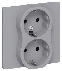 FLITE Розетка 2-местная с заземлением без защитных шторок безвинтовое крепление 16А РС12-1-К-ФлС серый IEK