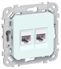 FLITE Розетка 2-местная RJ45/RJ11 категория 5Е/3 UTP РКТ5е/3-2-0-ФлХЛ холодный лед IEK