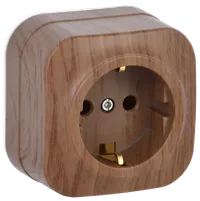 RS20-3-XD Single socket for grounding contact 16A with opening installation GLORY (oak) IEK