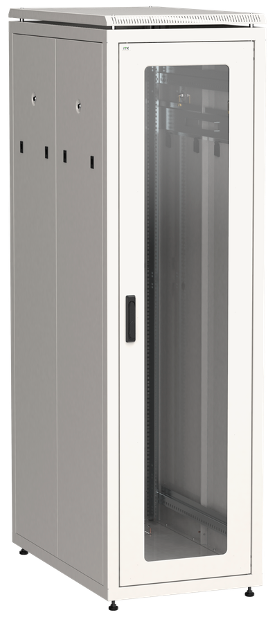 ITK LINEA N Шкаф напольный сетевой 19" 47U 800х1000мм стеклянная передняя дверь задняя перфорированная серый
