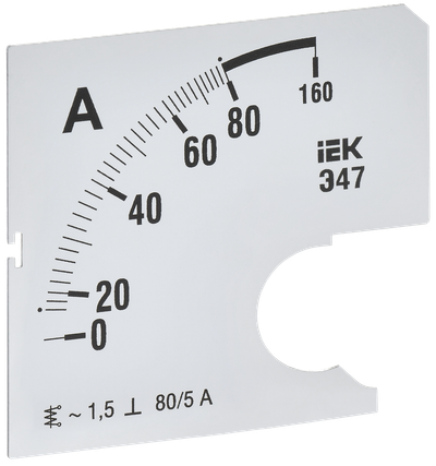Шкала сменная для амперметра Э47 80/5А класс точности 1,5 72х72мм IEK