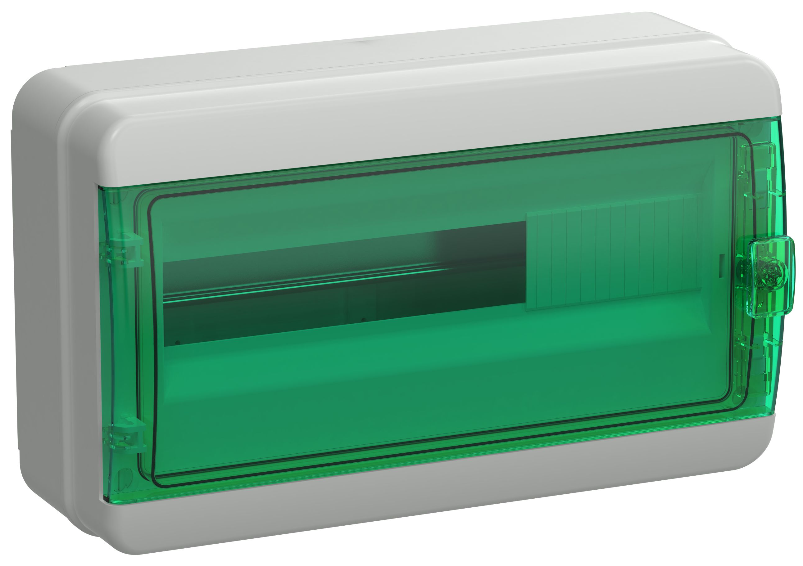 TEKFOR Корпус пластиковый КМПн-18 IP65 зеленая прозрачная дверь IEK (TF5-KP72-N-18-65-K03-K06)