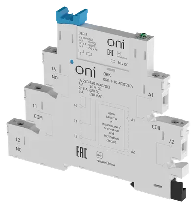 Реле интерфейсное ORK с розеткой 1 перекидной контакт 230В AC/DC ONI