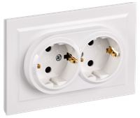 BRITE Розетка 2-местная с заземлением с защитными шторками 16А в сборе РСш12-3-БрБ белый