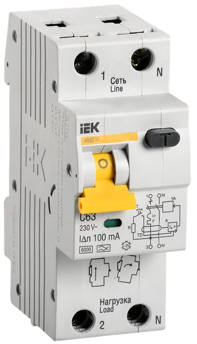 KARAT Автоматический выключатель дифференциального тока АВДТ 32 C63 100мА тип A IEK