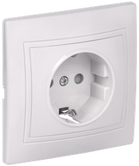KVARTA Розетка 1-местная с заземлением без защитных шторок 16А РС10-3-КБ белый GENERICA