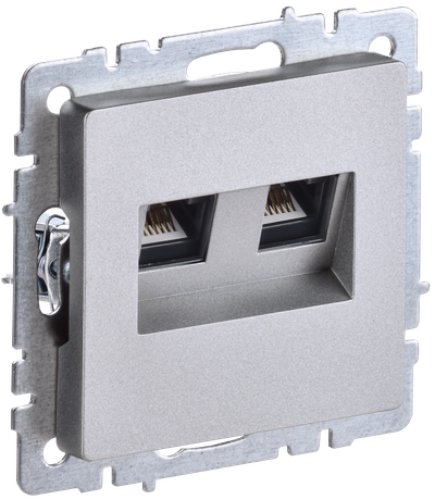 BRITE Розетка двойная RJ11+RJ45 кат.5E РК/Т12-БрА алюминий IEK