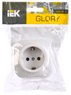 GLORY Розетка 1-местная для открытой установки с заземлением без защитных шторок 16А РС20-3-ХБ белый IEK1