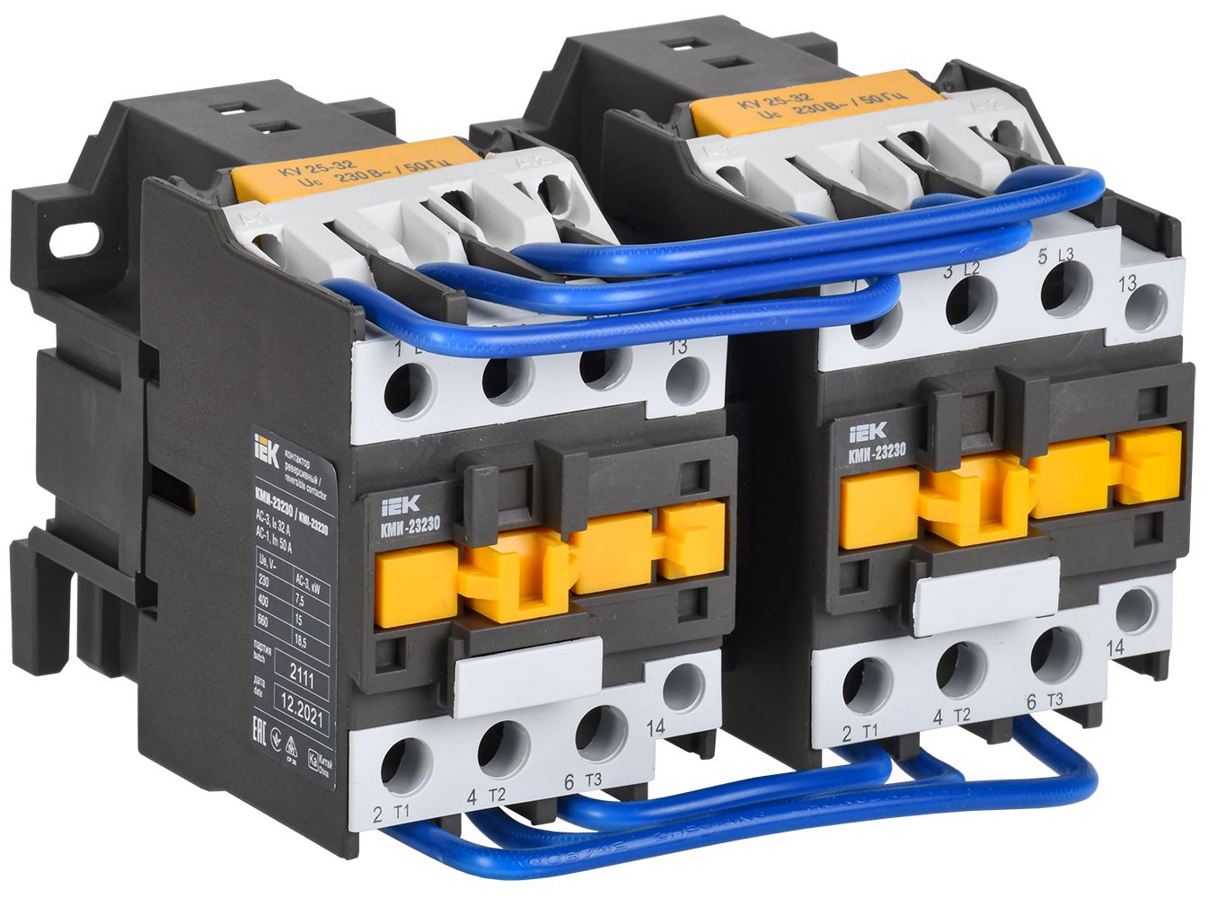 Контактор КМИ-23230 реверс 32А 230В/АС3 2NO IEK (KKM23-032-230-20-1)