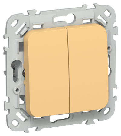 FLITE Выключатель 2-клавишный 10А ВС12-1-0-ФлЗ золотарник IEK