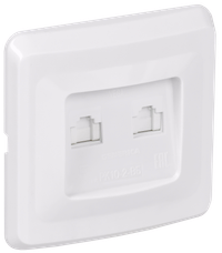 VEGA Розетка 2-местная компьютерная RJ45 кат.5е РК10-2-ВБ белый GENERICA