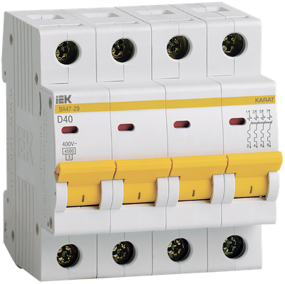 KARAT Автоматический выключатель ВА47-29 4P D 40А 4,5кА IEK