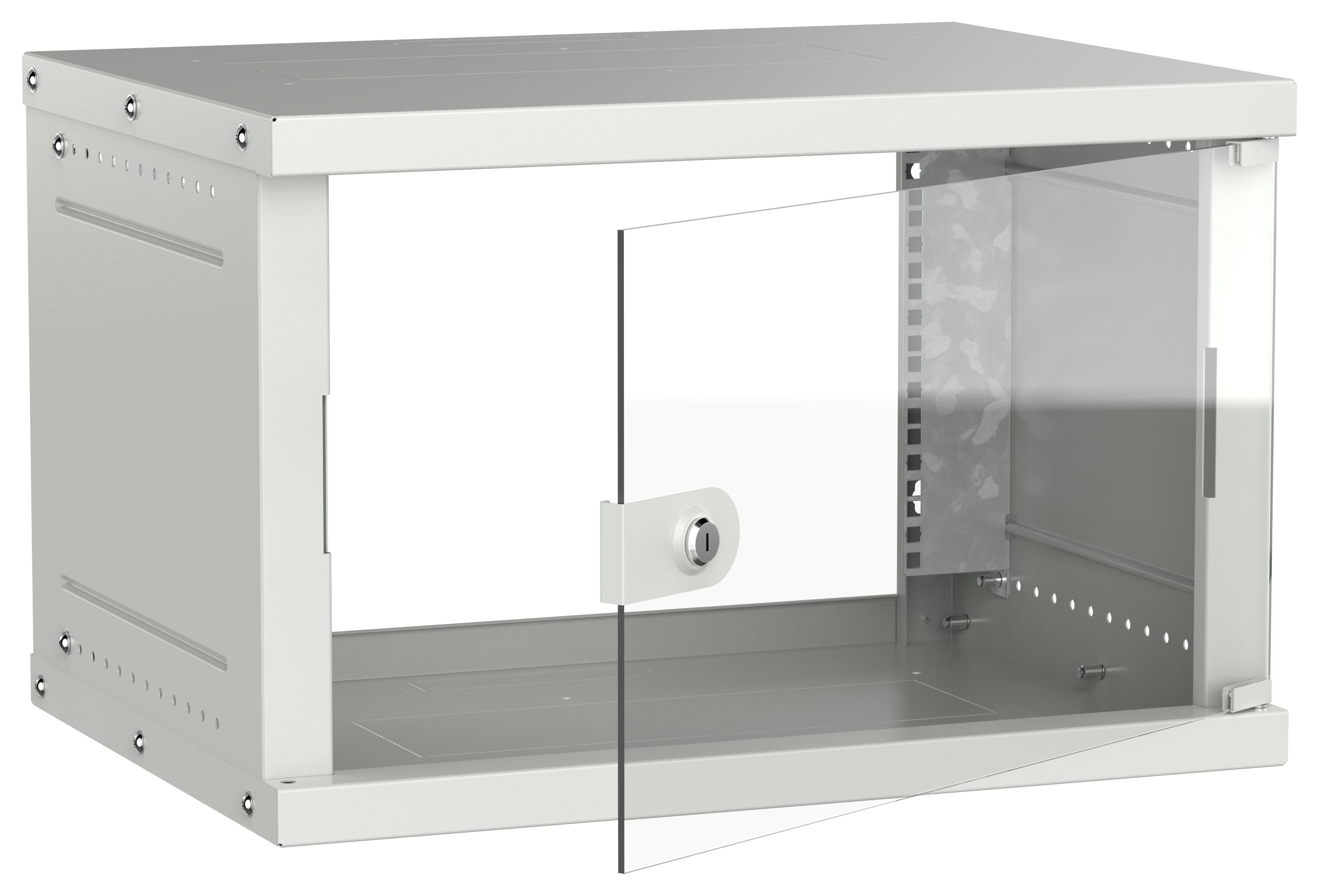 Шкаф настенный 19" 6U 600х450мм стеклянная дверь серый GENERICA (LWE3-06U64-GF-G)