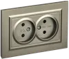 BRITE 2-gang socket without earthing with protective shutters 10A, complete RSsh12-2-BrSh champagne IEK0