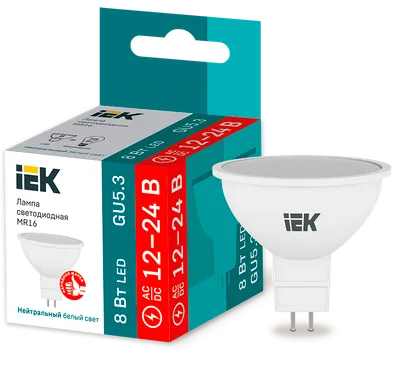 LED lamp MR16 spot 8W 12-24V 4000k GU5.3 IEK