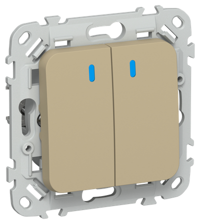 FLITE Выключатель 2-клавишный кнопочный с индикацией 10А ВС12-2-1-ФлХ хаки IEK