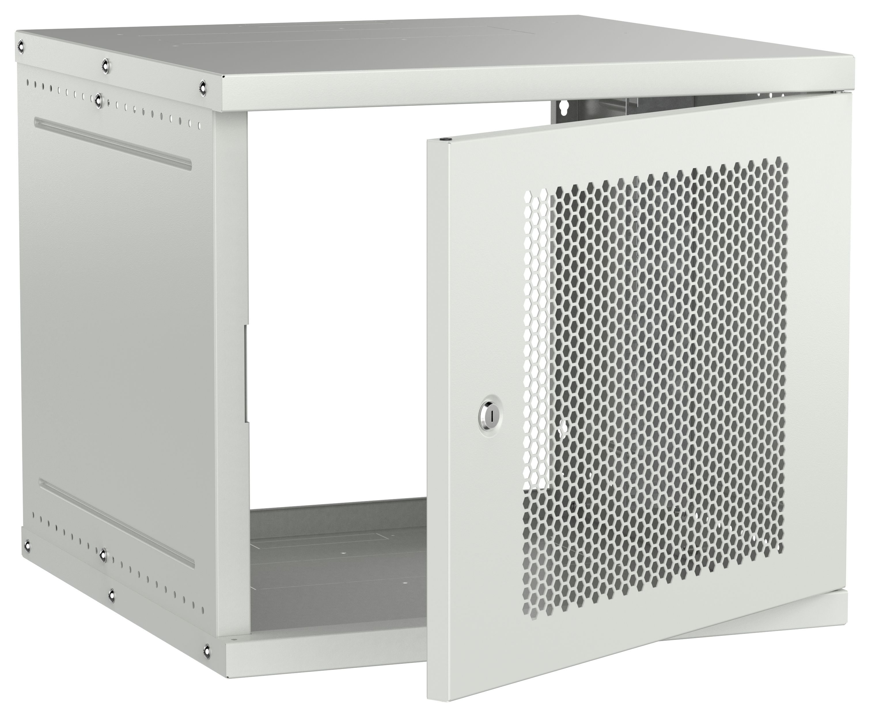 Шкаф настенный 19" 9U 600х600мм перфорированная дверь серый GENERICA (LWE3-09U66-PF-G)
