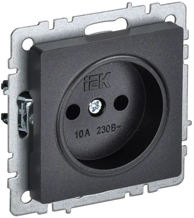 BRITE Socket without ground without shutters 10A PC10-1-0-BrB black IEK