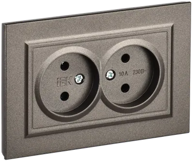 BRITE 2-gang socket without earthing without protective shutters 10A, complete RS12-2-BrTB dark bronze IEK