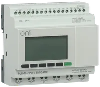 Micro PLC ONI. Expandable version. With built-in screen. 12 digital inputs (4 as 0-20mA, 4 as 0-10V, 4 as 60kHz), 6 relay outputs. RTC. SD card. RS485. ethernet. Supply voltage 24V DC