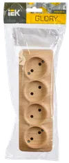 RS24-2-XC Quadruple socket without grounding contact 16A with opening installation GLORY (pine) IEK1