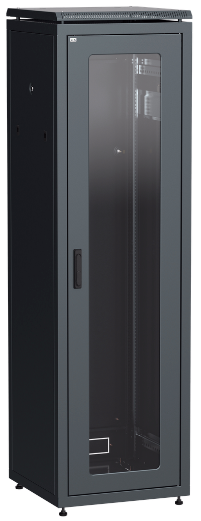 ITK LINEA N Шкаф сетевой 19" 42U 600х600мм стеклянная передняя дверь черный