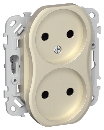 FLITE Розетка 2-местная без заземления без защитных шторок 10А РС02-0-ФлШ шампань IEK
