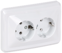 VEGA Розетка 2-местная с заземлением без защитных шторок 16А РС12-3-ВБ белый GENERICA