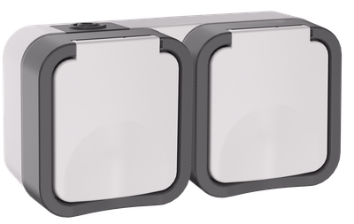 TORS Розетка 2-местная горизонтальная 16А IP55 TS222 серо-белый IEK