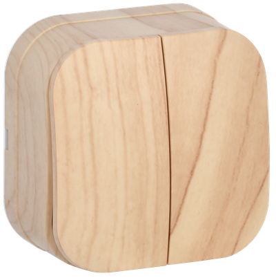 GLORY Выключатель 2-клавишный для открытой установки 10А ВС20-2-0-ХС сосна IEK