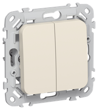 FLITE Выключатель 2-клавишный кнопочный 10А ВС12-2-0-ФлСл сливочный IEK