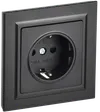 BRITE Socket 1gang with earthing with protective shutters 16A, complete PCP14-1-0-BrCh black IEK0