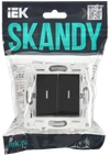 SKANDY Выключатель 2-клавишный проходной с индикацией 10А SK-V10Bl черный IEK1