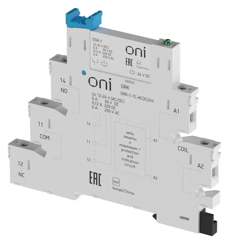 Реле интерфейсное ORK с розеткой 1 перекидной контакт 24В AC/DC ONI