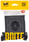 BRITE Розетка 1-местная без заземления без защитных шторок 10А в сб. РСР10-1-0-БрГ графит IEK1