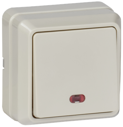OKTAVA Выключатель 1-клавишный с индикацией для открытой установки 10А ВС20-1-1-ОКм кремовый GENERICA