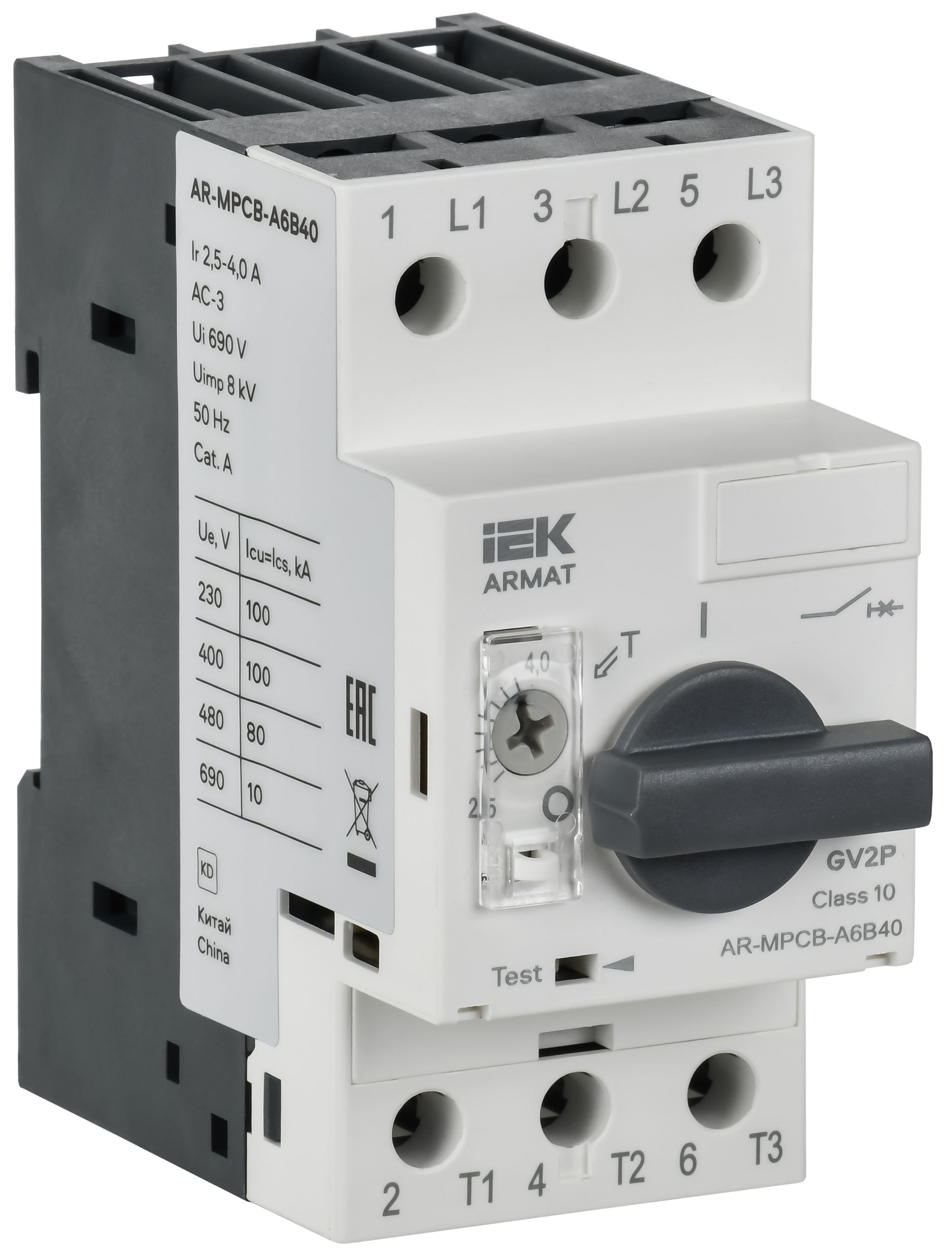 ARMAT Автоматический выключатель защиты двигателя A6 GV2P 2,5-4А IEK (AR-MPCB-A6B40)
