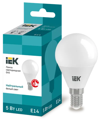 LED lamp G45 ball 5W 230V 4000K E14 IEK is intended for use in lighting devices for external and internal lighting of industrial, commercial and domestic facilities.

Complies with the requirements of the Technical Regulations of the Customs Union TR TS 004/2011, TR TS 020/2011, IEC 62560, Decree of the Government of the Russian Federation of November 10, 2017 No. 1356.