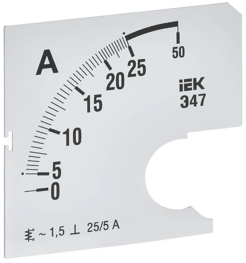 Шкала сменная для амперметра Э47 25/5А класс точности 1,5 72х72мм IEK