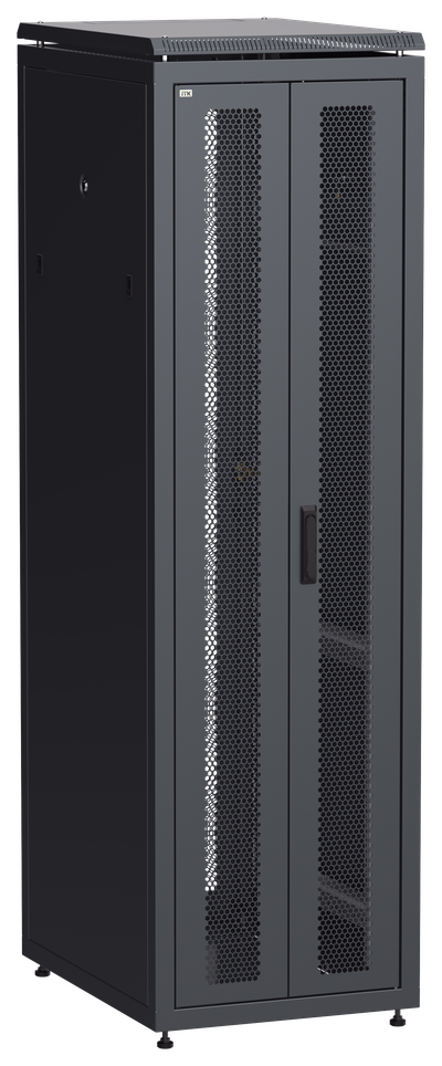 ITK LINEA N Шкаф сетевой 19" 42U 600х800мм двери передняя перфорированная задняя двустворчатая перфорированная черный