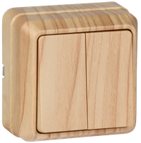 OKTAVA Выключатель 2-клавишный для открытой установки 10А ВС20-2-0-ОС сосна GENERICA