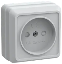 OKTAVA Single-gang socket without grounding with protective shutters for open installation 10A RSsh20-2-OB white IEK