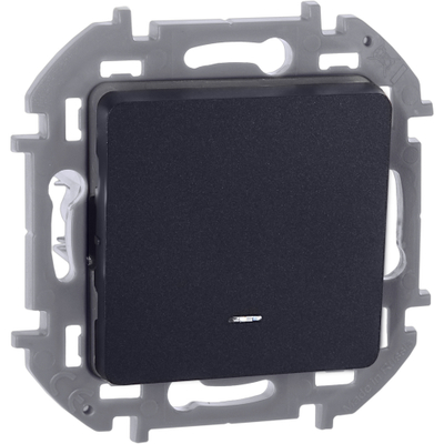 INSPIRIA Выключатель 1-клавишный с подсветкой/индикацией схема 1L 10АХ безвинтовые зажимы антрацит