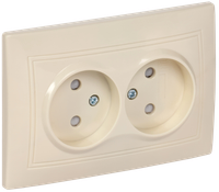 KVARTA Розетка 2-местная без заземления с защитными шторками 10А РСш12-2-ККм кремовый GENERICA