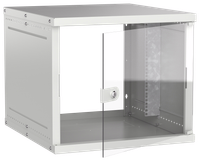 Шкаф настенный 19" 9U 600х650мм стеклянная дверь серый GENERICA