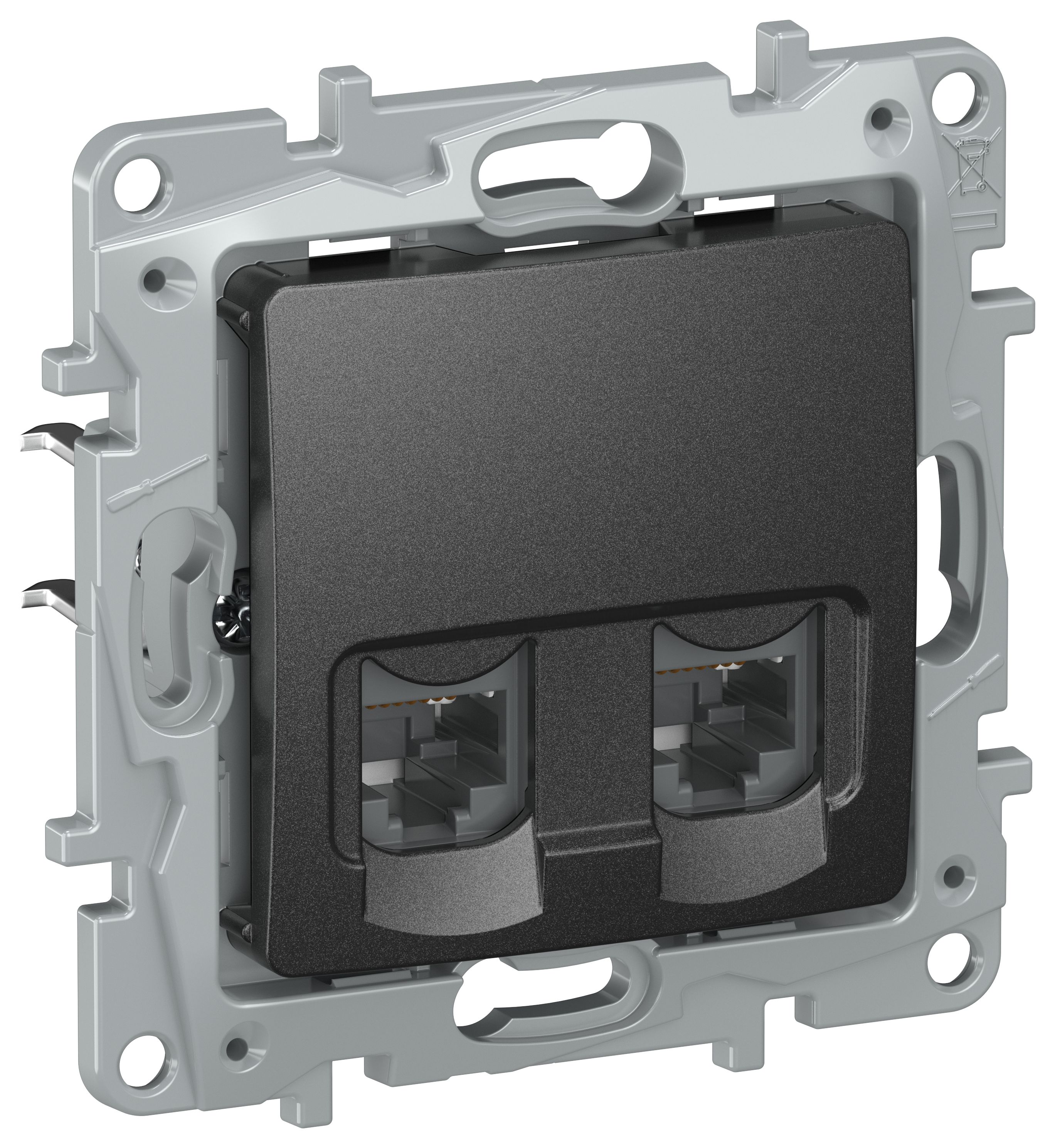 IEKETIKA Розетка компьютерная двойная RJ45 категория 5Е UTP 6726551 антрацит IEK