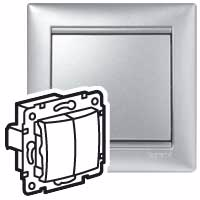 VALENA DIY Выключатель 2-клавишный схема 5 10А безвинтовое крепление алюминий